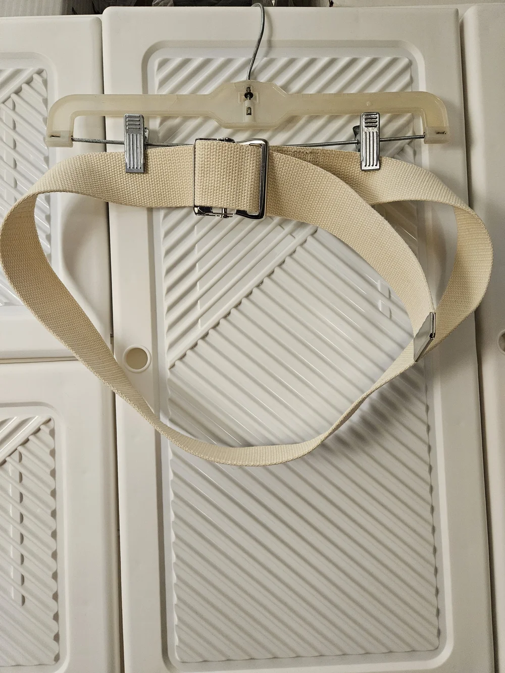 Beige Canvas Web Gait Belt with Metal Buckle